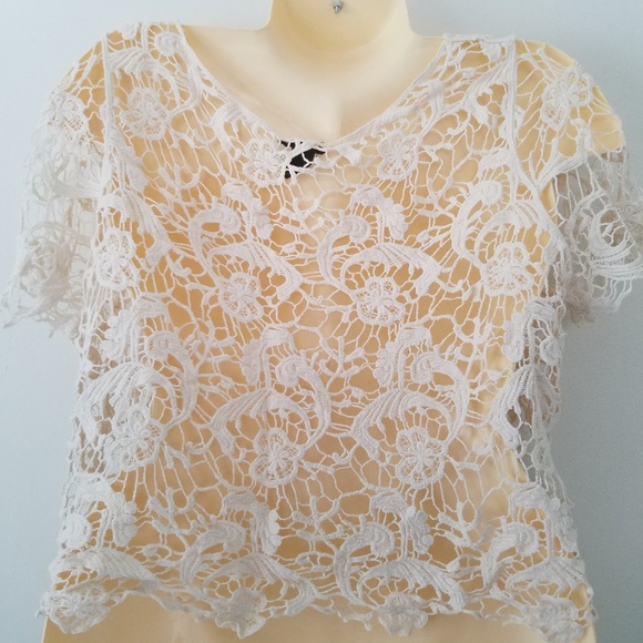 Forever 21 Cream Scoop Neck Crop Top - Picture 3 of 7